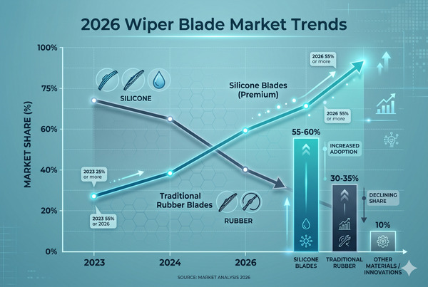 Market trend chart showing the rapid growth and dominance of silicone wiper blades in 2026