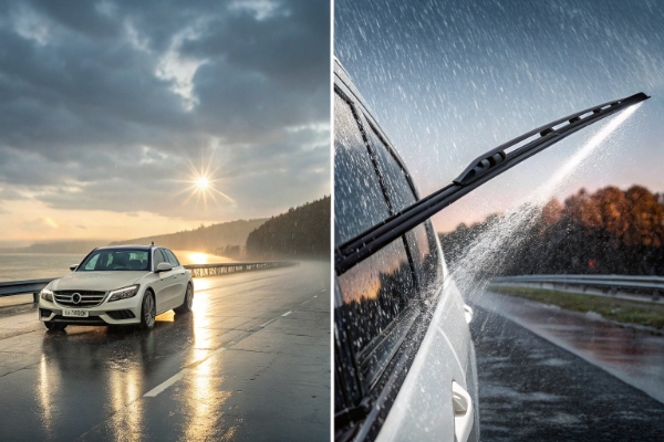 Real-world performance comparison of Hybrid and Silicone wiper blades in mixed rain and snow conditions
