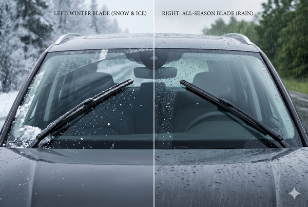 Side-by-side technical and performance comparison of winter and all-season wiper blades
