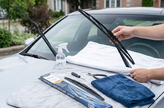Beginner-friendly DIY wiper blade replacement with basic tools and windshield protection