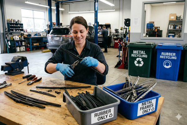 Eco-friendly disposal of old wiper blades with proper sorting and recycling
