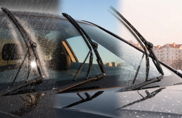 All-season beam wiper blades performing in rain, heat and cold