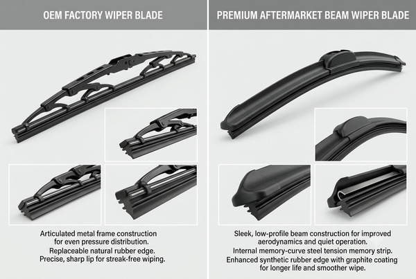 OEM and aftermarket wiper blades side by side comparison