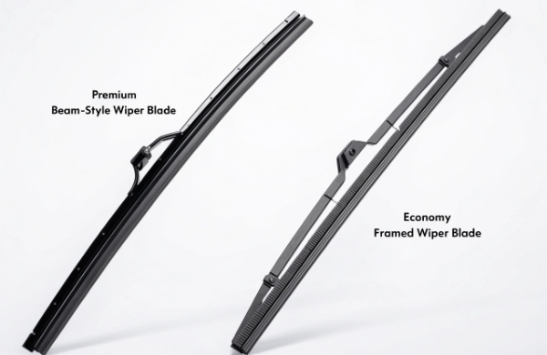Premium and economy wiper blades side by side comparison