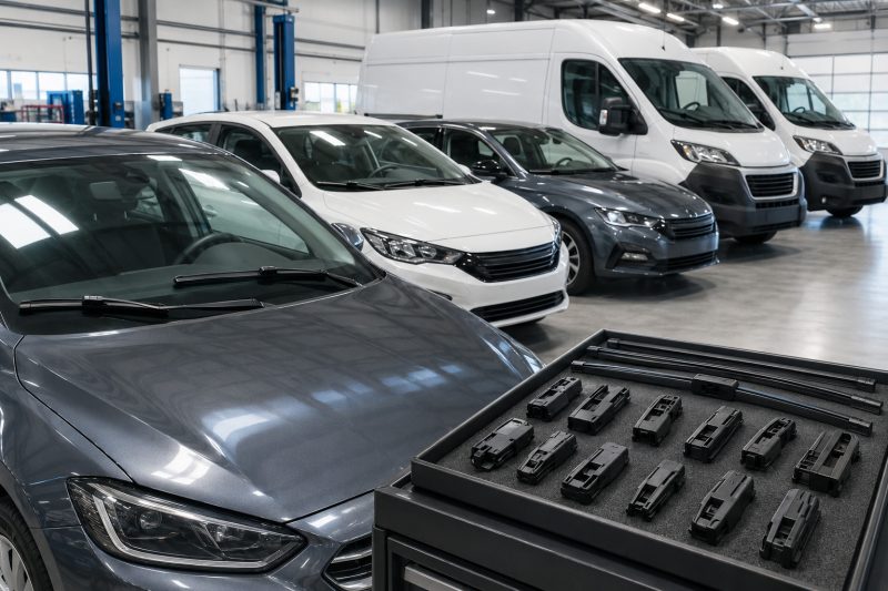 Fleet standardization with multi-fit flat wiper blades covering 90%+ vehicles