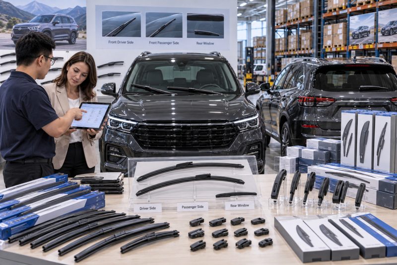 Complete front and rear wiper blade set with verified vehicle fitment, helping distributors expand coverage and increase basket value.
